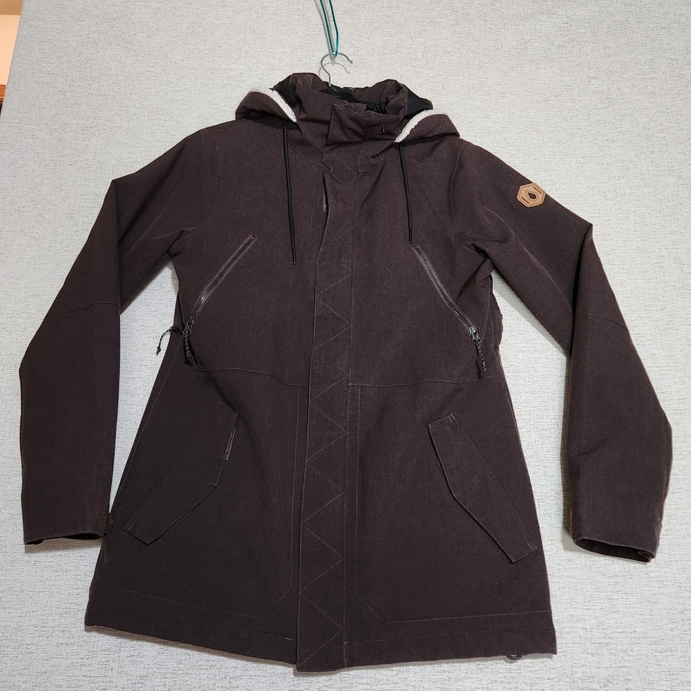 Volcom Snowboard Jacket Women Large Brown 15K Waterproof VS10 Fit Parka